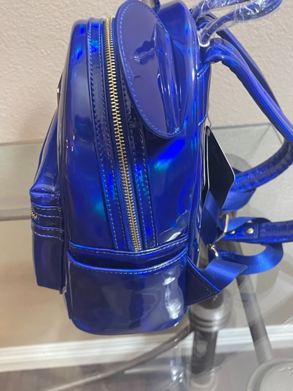 Loungefly Disney Mickey Mouse Iridescent Blue Mini Backpack - Picture 2 of 4